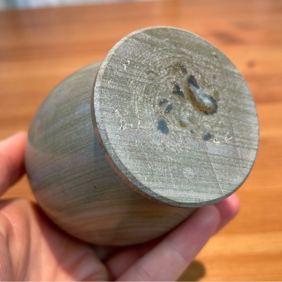 VTG Carved Stone Marble Miniature Bud Vase 4” Tall Green Earth Tone Natural - Picture 9 of 16